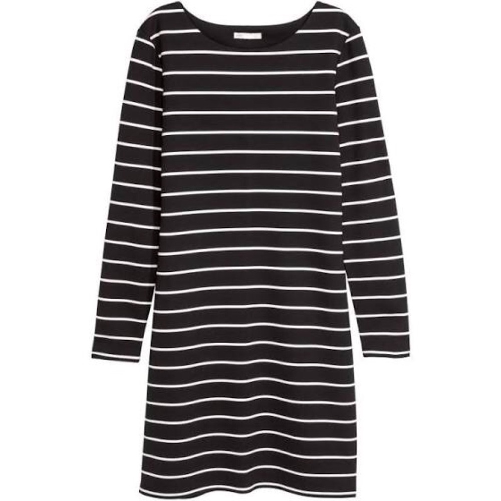 H&M Long Sleeve, Black & White Striped Dress